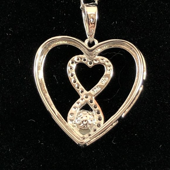 18k Rose Gold sterling Silver Pearl Infinity Heart Necklace $125 nwb - Picture 7 of 8